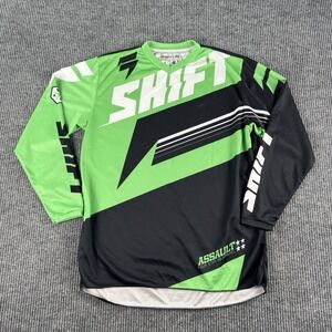 Shift MX Jersey Men Large Green Black Motocross Dirt Bike Racing Graphic Assault
